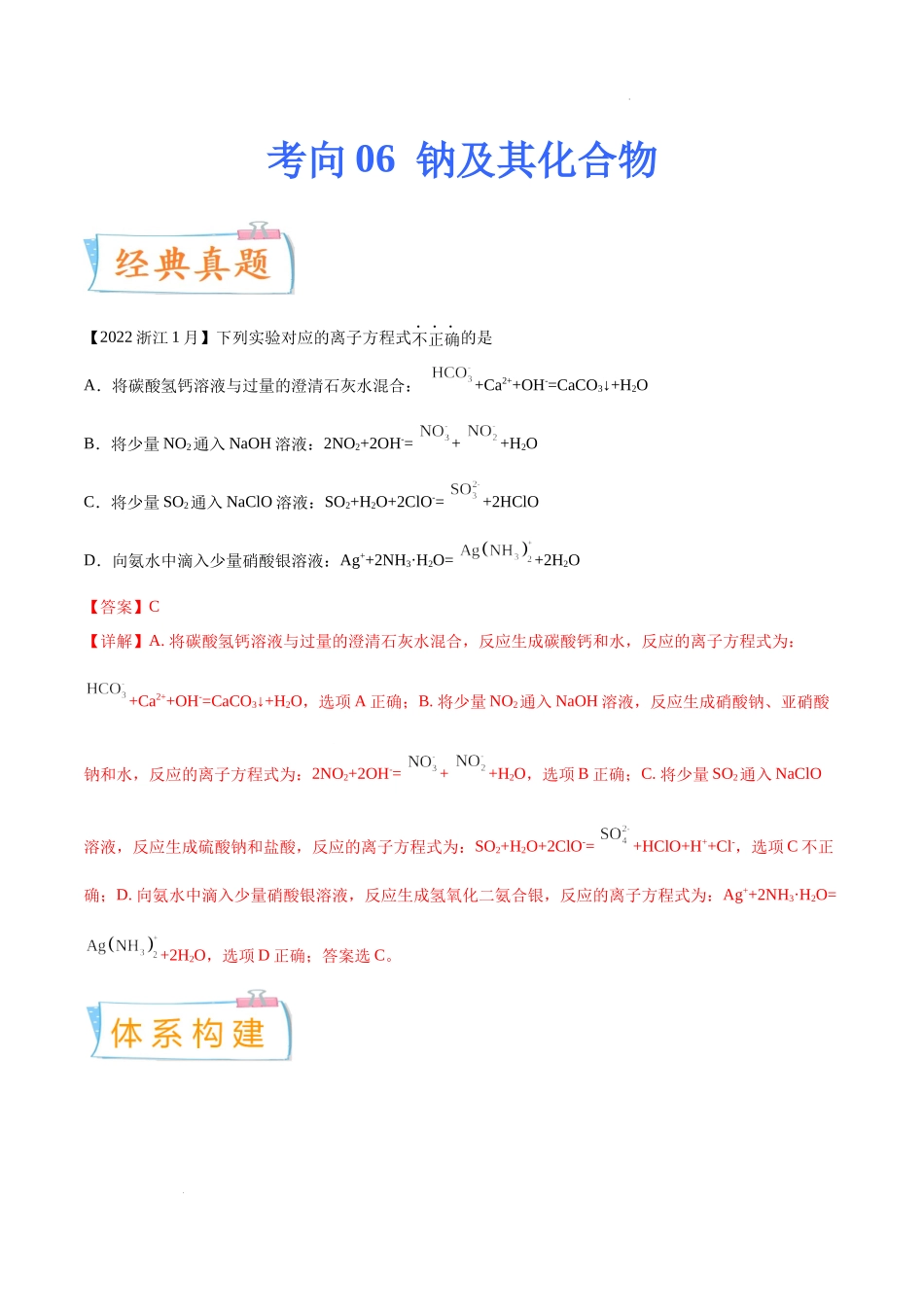 考向06 钠及其化合物- 高考化学一轮复习考点微专题（新高考地区专用）.docx_第1页