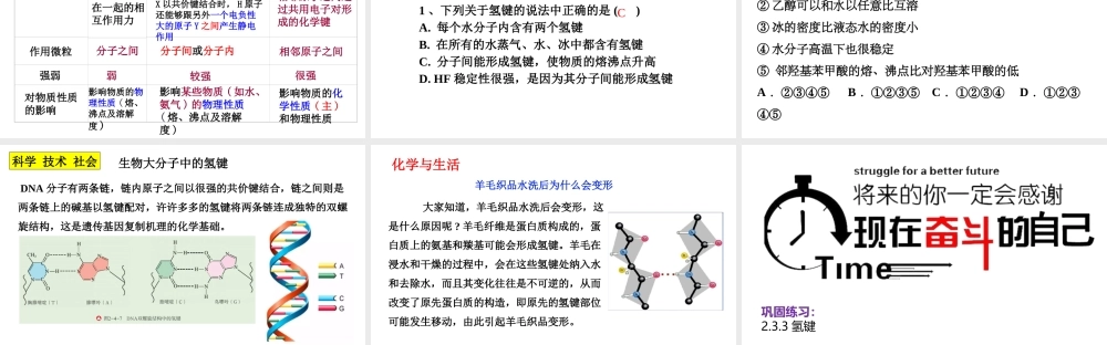 2.3.3氢键-【备课优选】 高二化学同步优选备课课件（人教版2019选择性必修2）.pptx