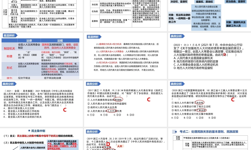 解密12 人大制度、民族自治制度与宗教（精品课件）-【高频考点解密】 高考政治二轮复习讲义+分层训练（浙江专用）.pptx