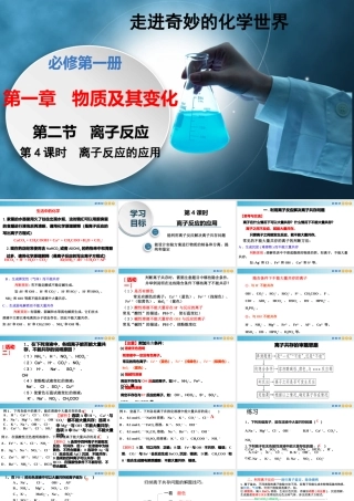 1.2.4 离子反应的应用（教学课件）- 高一化学同步教学课堂（人教版2019必修第一册）.pptx