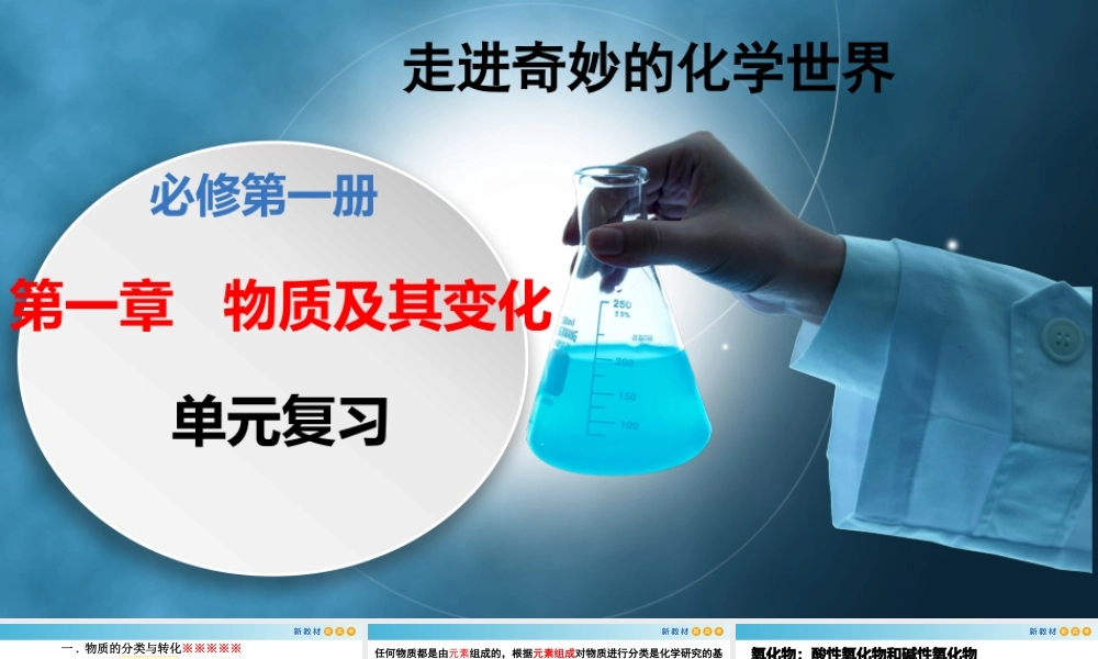第一章 物质及其变化（复习课件）- 高一化学同步教学课堂（人教版2019必修第一册）.pptx