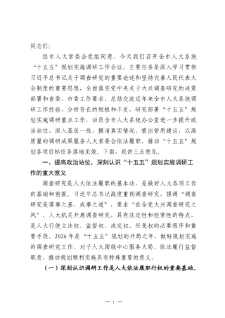 在2026年全市人大系统“十五五”规划实施调研工作会议上的讲话.docx