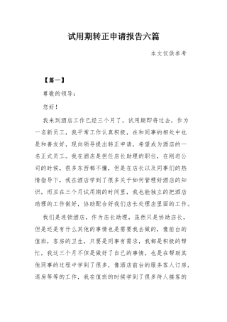试用期转正申请报告六篇.docx