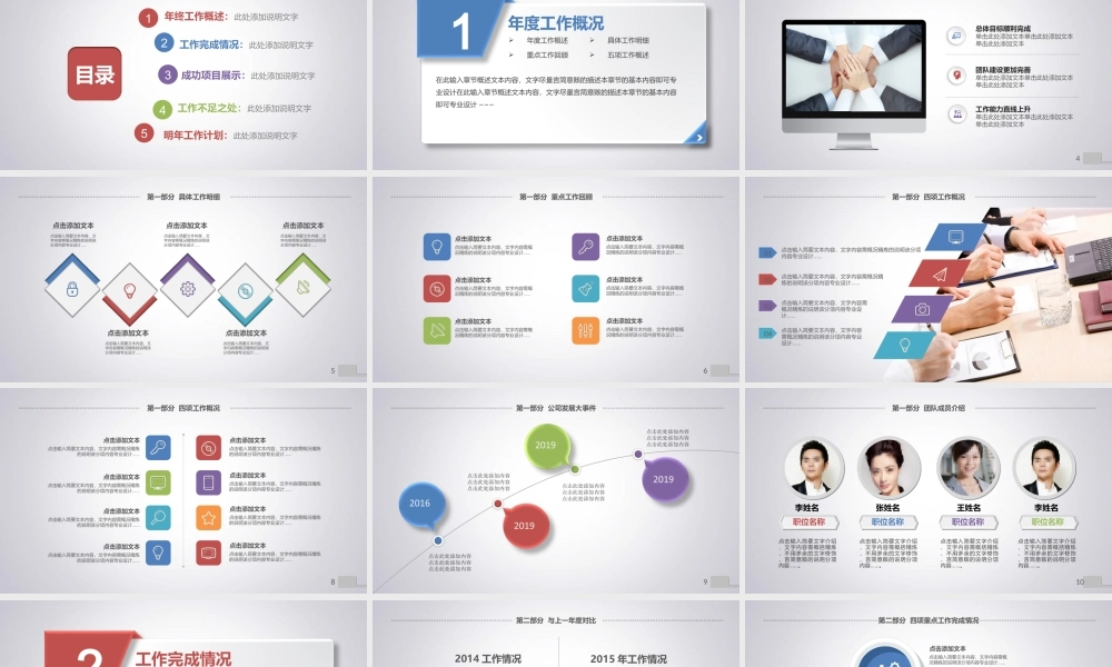 动态手势引导的微立体工作总结PPT模板.ppt