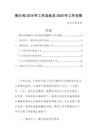 统计局2019年工作总结及2020年工作安排.docx