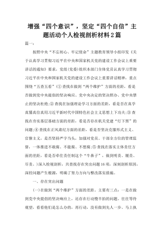 增强“四个意识”坚定“四个自信”主题活动个人检视剖析材料2篇.docx