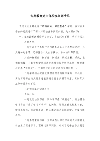 专题教育党支部检视问题清单.docx