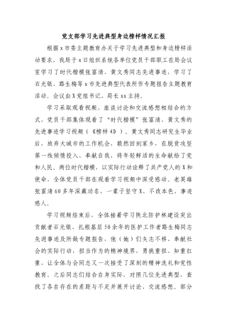 党支部学习先进典型身边榜样情况汇报.docx