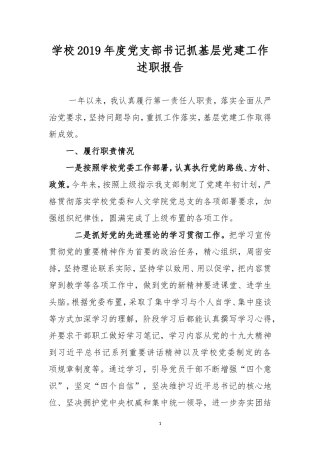 学校2019年度党支部书记抓基层党建工作述职报告.doc