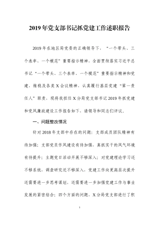 2019年党支部书记抓党建工作述职报告.docx