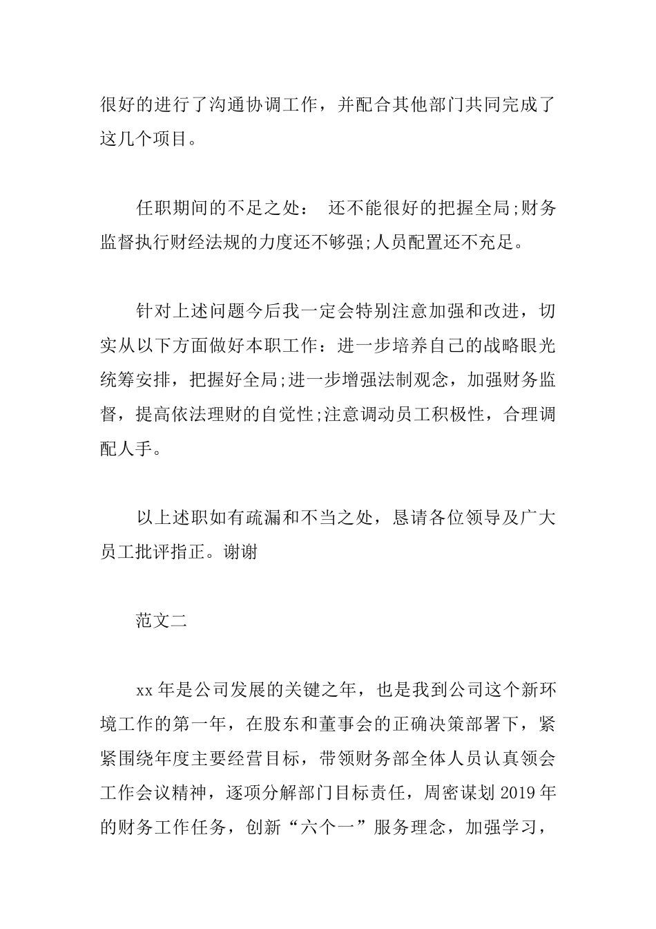 2篇2019年企业财务总监述职报告范文.docx_第2页