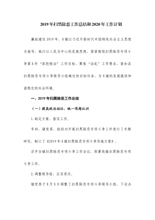 2019年扫黑除恶工作总结和2020年工作计划.docx