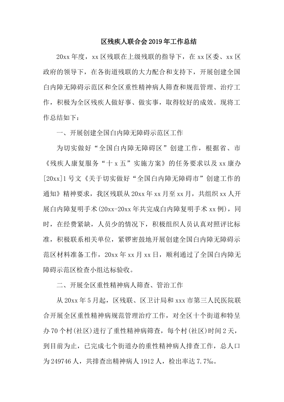 残疾人联合会2019年工作总结.docx_第1页