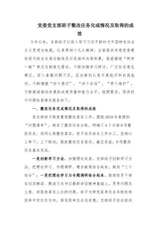 党委党支部班子整改任务完成情况及取得的成效.docx