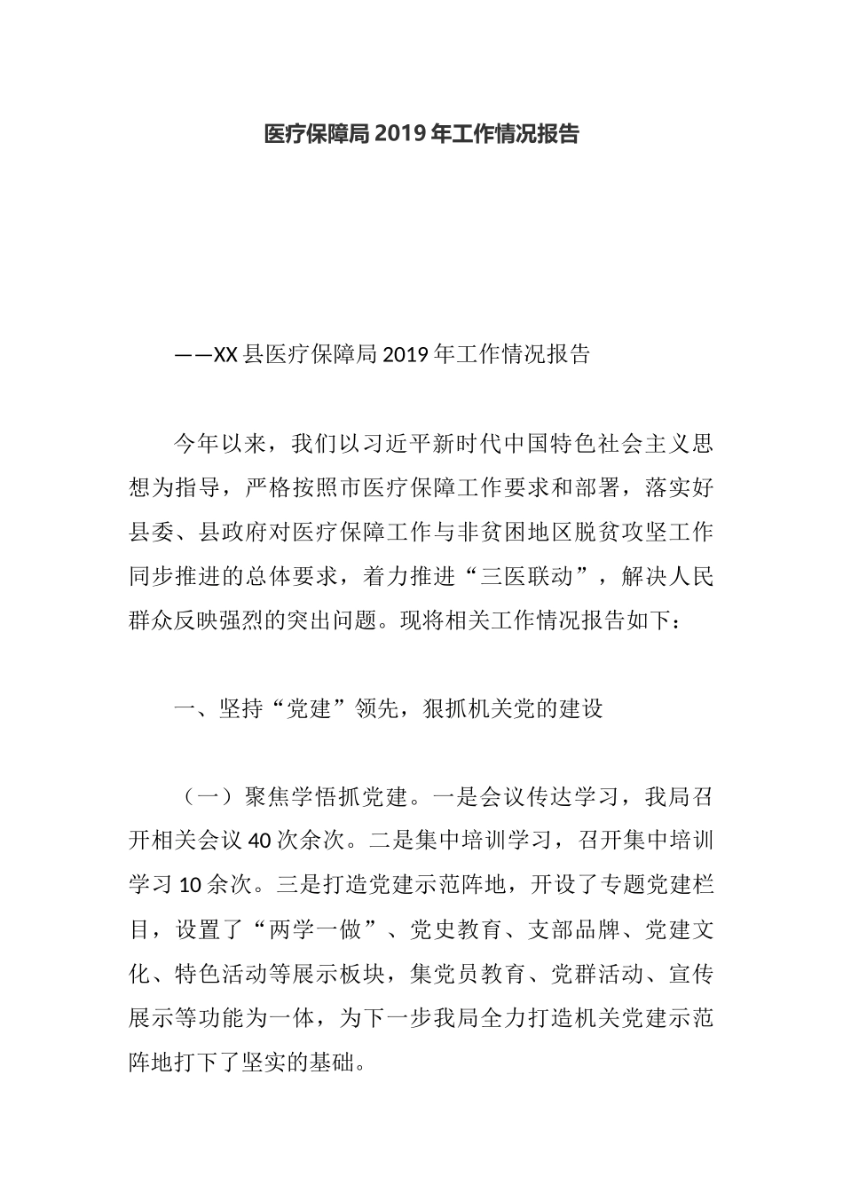 医疗保障局2019年工作情况报告.docx_第1页