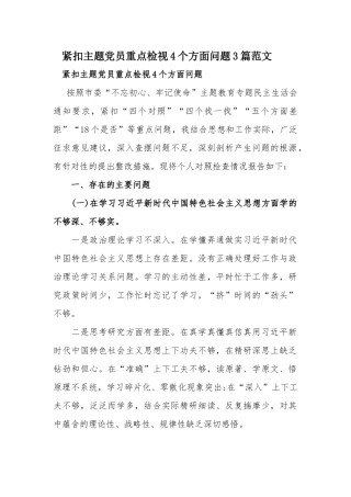 紧扣主题党员重点检视4个方面问题3篇范文.docx
