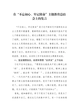 在主题教育总结会上的发言.docx