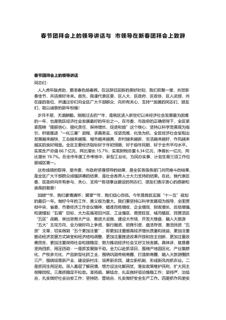 春节团拜会上的领导讲话与   市领导在新春团拜会上致辞.docx