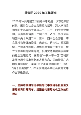 共青团20XX年工作要点.docx