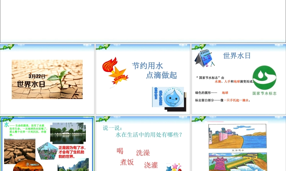 世界水日之《主题班会：保护水资源》.ppt