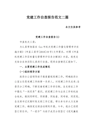 党建工作自查报告范文二篇.docx