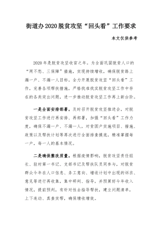 街道办2020脱贫攻坚“回头看”工作要求.docx