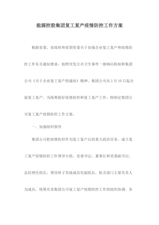 能源控股集团复工复产防控工作方案.docx