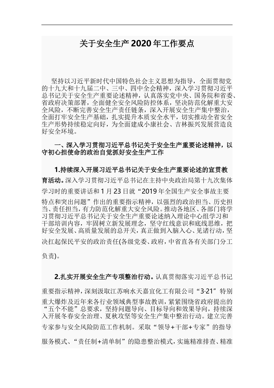 关于安全生产20XX年工作要点.doc_第1页