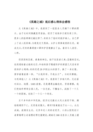 《英雄之城》观后感心得体会感悟.docx