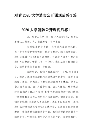 观看2020大学消防公开课观后感3篇.docx