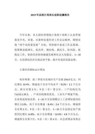 2019年县统计局局长述职述廉报告.docx