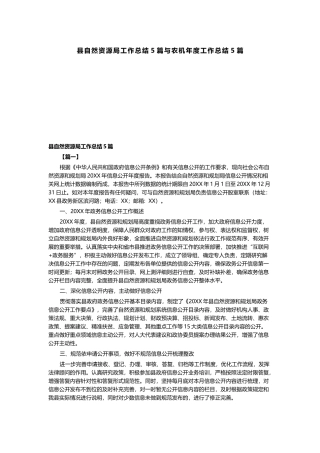 县自然资源局工作总结5篇与农机年度工作总结5篇.docx
