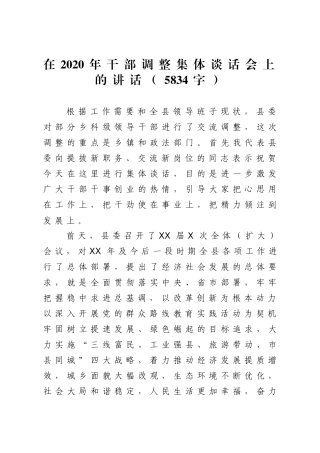 2020年干部调整集体谈话会上的讲话（字）.doc