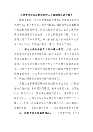 应急管理局行政执法机构人员编制情况调研报告.docx
