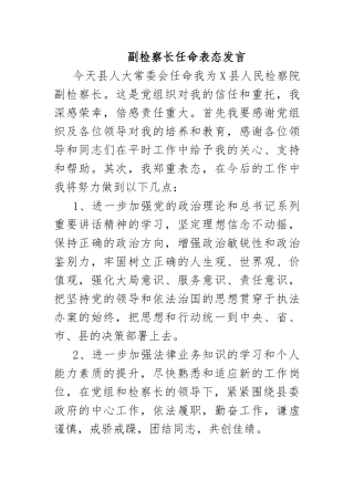 副检察长任命表态发言.docx