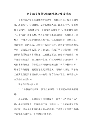 党支部支部书记问题清单及整改措施.docx