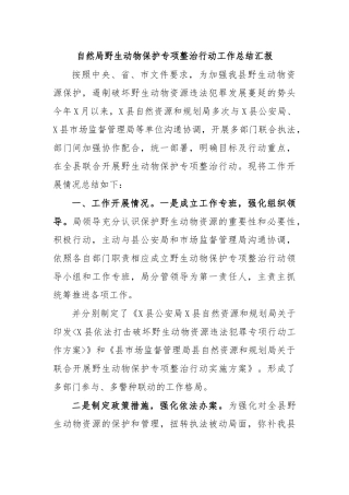 自然局野生动物保护专项整治行动工作总结汇报.docx