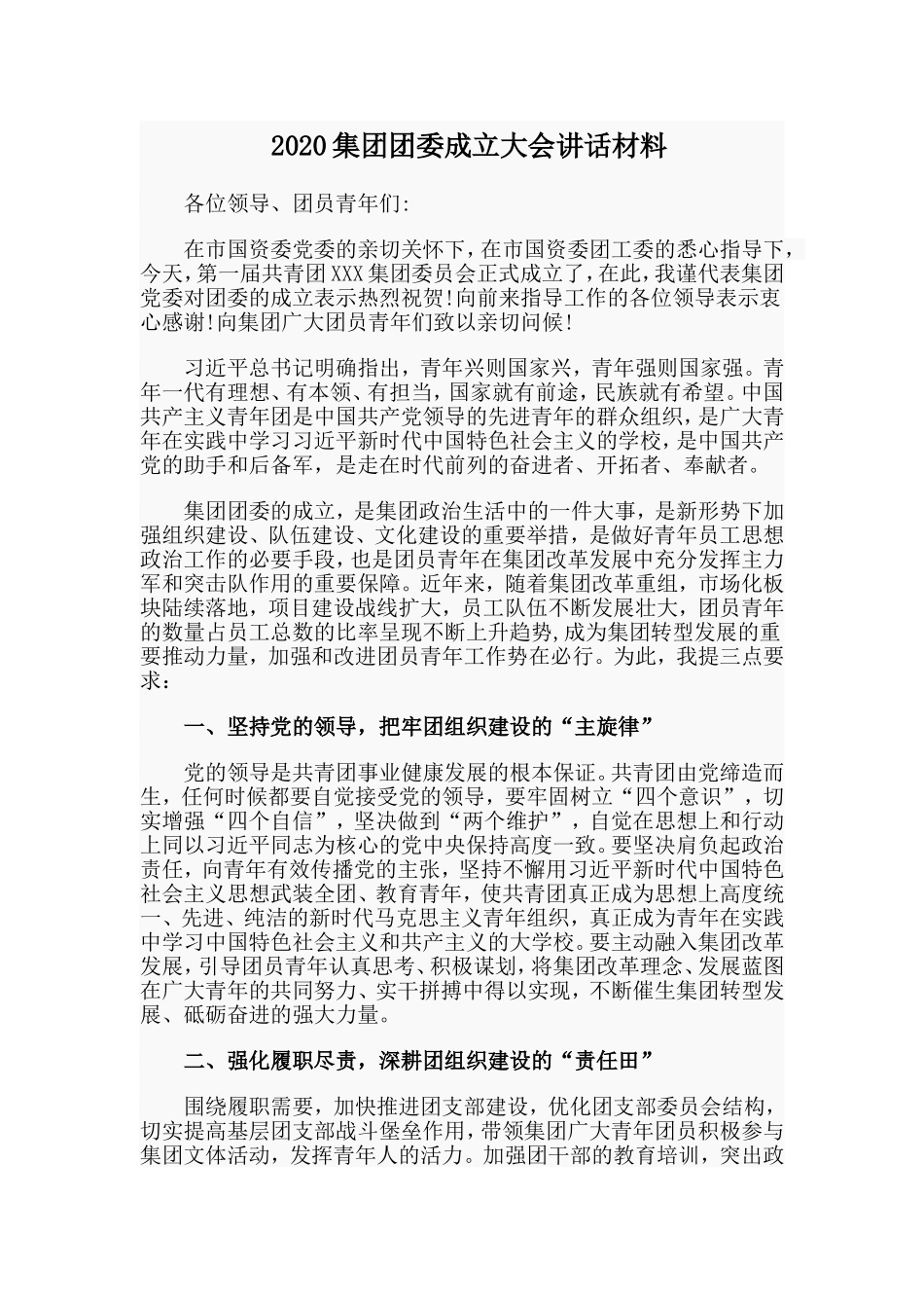 2020集团团委成立大会讲话材料.doc_第1页