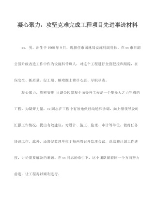 凝心聚力攻坚克难完成工程项目先进事迹材料.docx