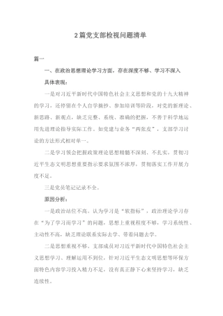 2篇党支部检视问题清单.docx