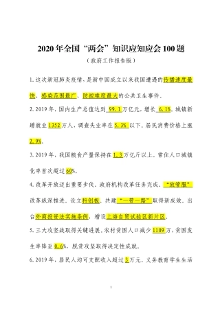 2020年全国两会知识应知应会270题.doc