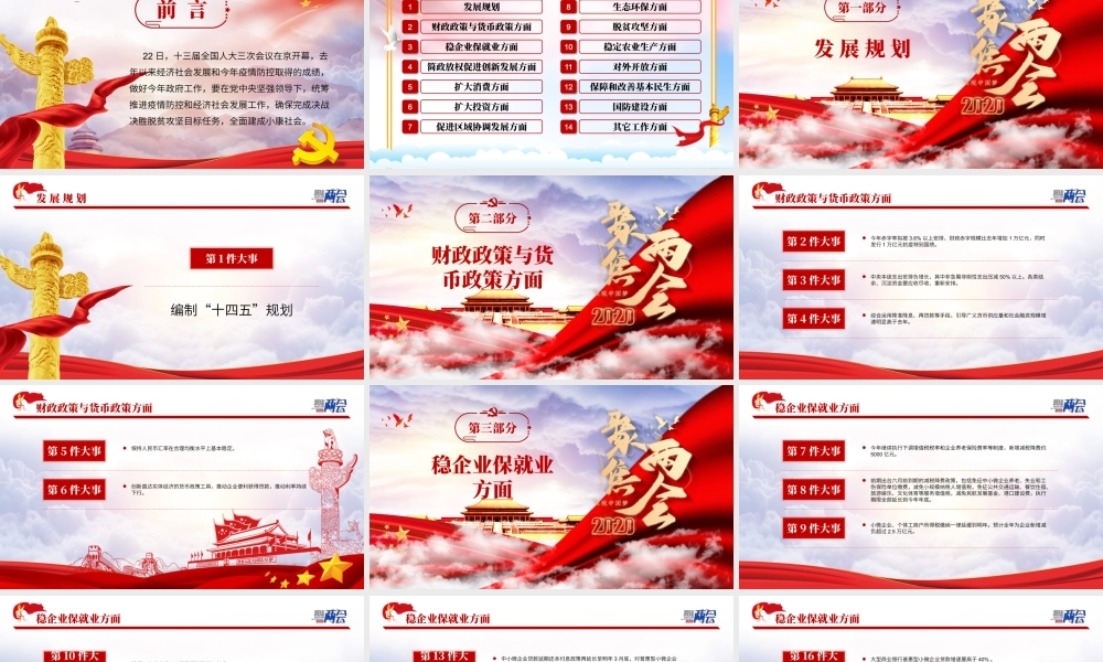 聚焦2020年两会要干好100件大事PPT模板.pptx