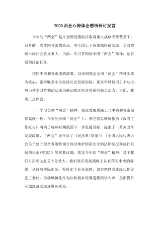 2020两会心得体会感悟研讨发言.docx