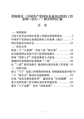 贯彻落实《中国共产党国有企业基层组织工作条例（试行）》材料汇编（重要素材、体会文章、经验交流、先进事迹、自查报告）.docx