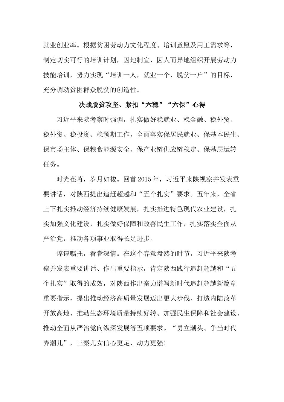 2篇决战脱贫攻坚、紧扣“六稳”“六保”心得.docx_第2页