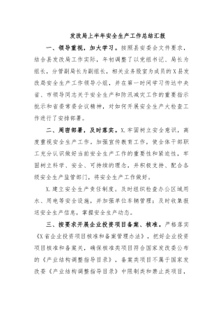 发改局上半年安全生产工作总结汇报.docx