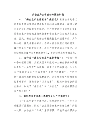 安全生产主体责任专题培训稿.docx