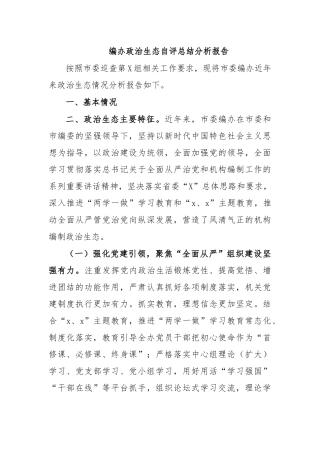 编办政治生态自评总结分析报告.docx