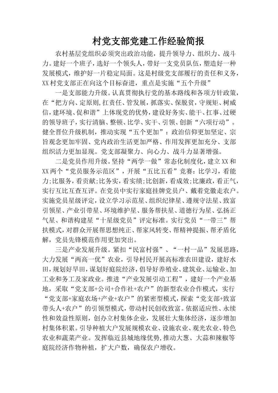 村党支部党建工作经验简报.doc_第1页