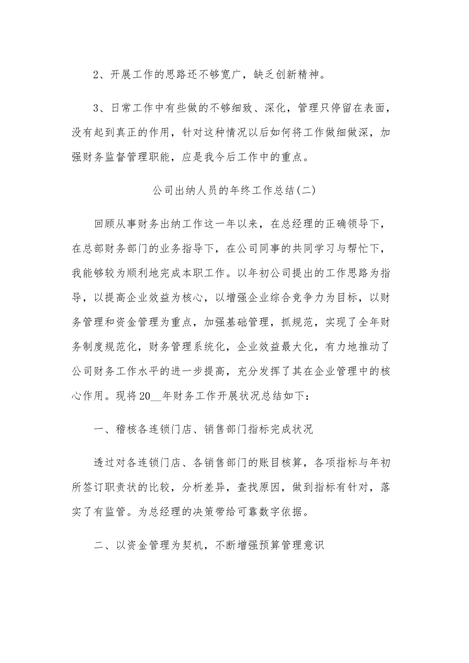 2020年某公司出纳人员的年终工作总结五篇汇编.docx_第3页